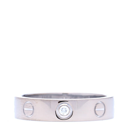 Cartier 18K White Gold Diamond 4mm LOVE Wedding Band Ring 49 4.75 1 of 6