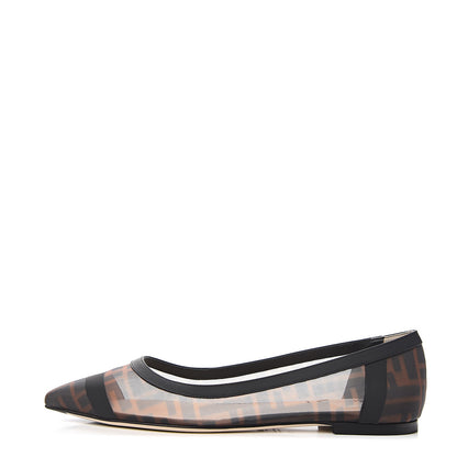 Fendi Mesh FF Skimmer Ballerina Flats 38 Tobacco Moro Black 1 of 8