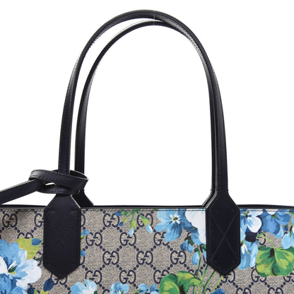 Gucci GG Supreme Monogram Blooms Small Reversible Tote Beige Blue Navy 13 of 14