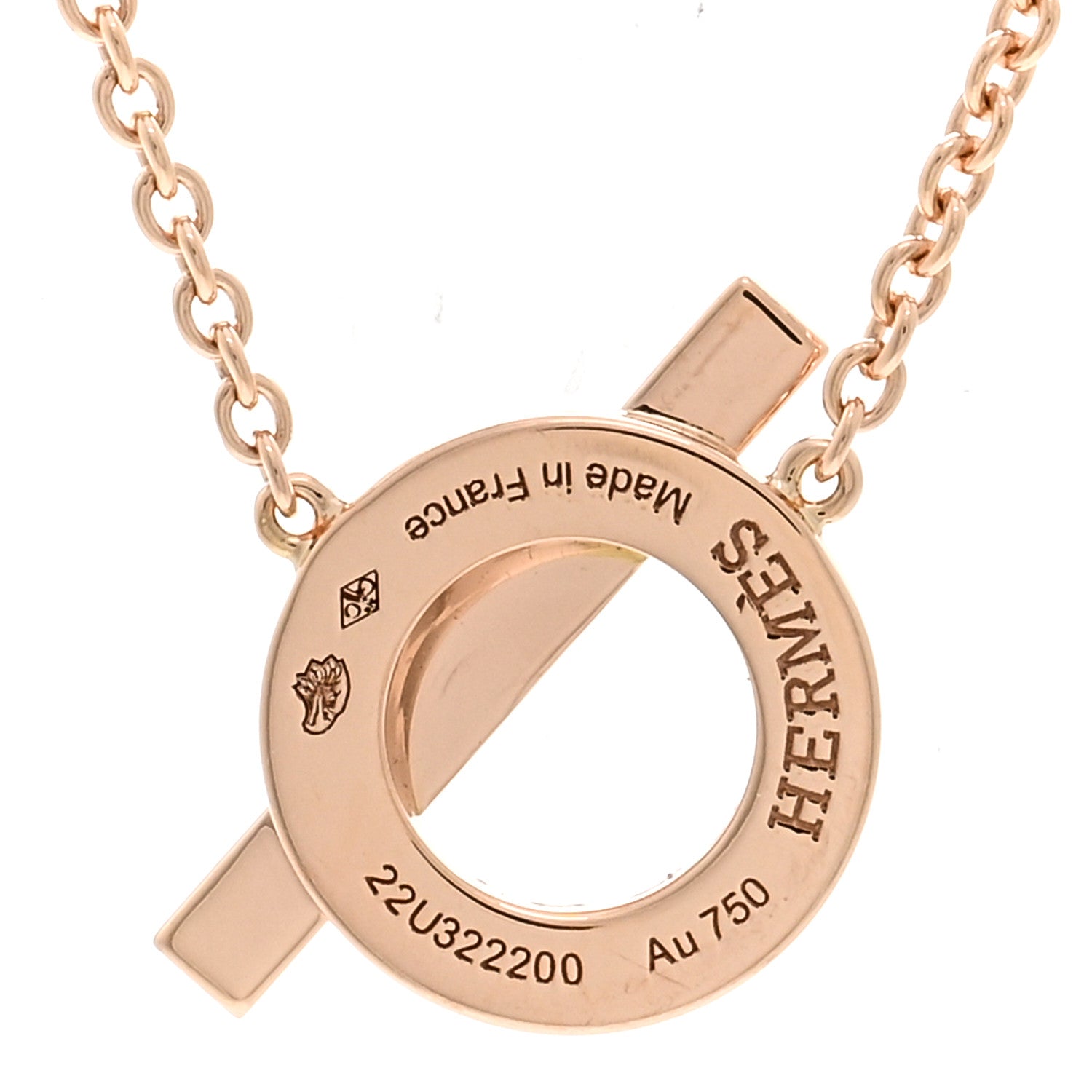 Hermes 18K Rose Gold Diamond Finesse Pendant Necklace 4 of 5