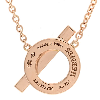 Hermes 18K Rose Gold Diamond Finesse Pendant Necklace 4 of 5