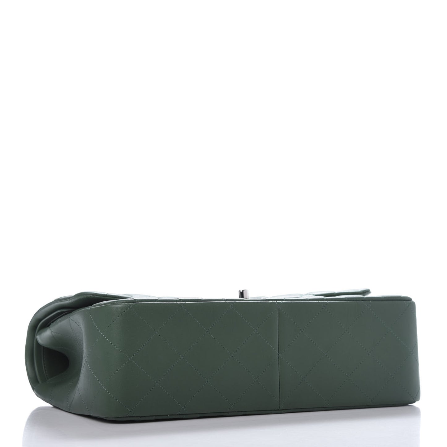 Lambskin Quilted Jumbo Double Flap Green