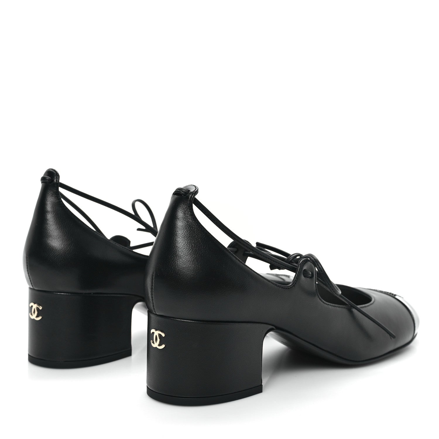 Chanel Lambskin Patent Cap Toe CC Mary Jane Pumps 39 Black 5 of 10