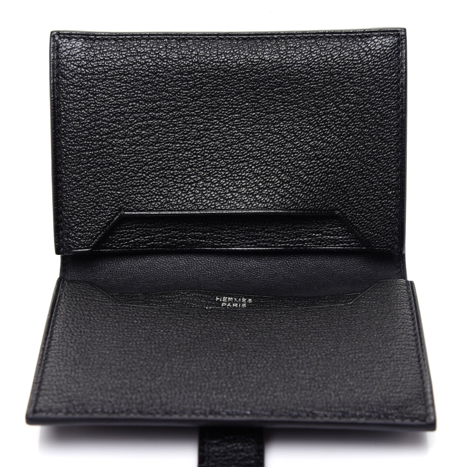 Hermes Chevre Mysore Bearn Card Holder Wallet Black 5 of 11