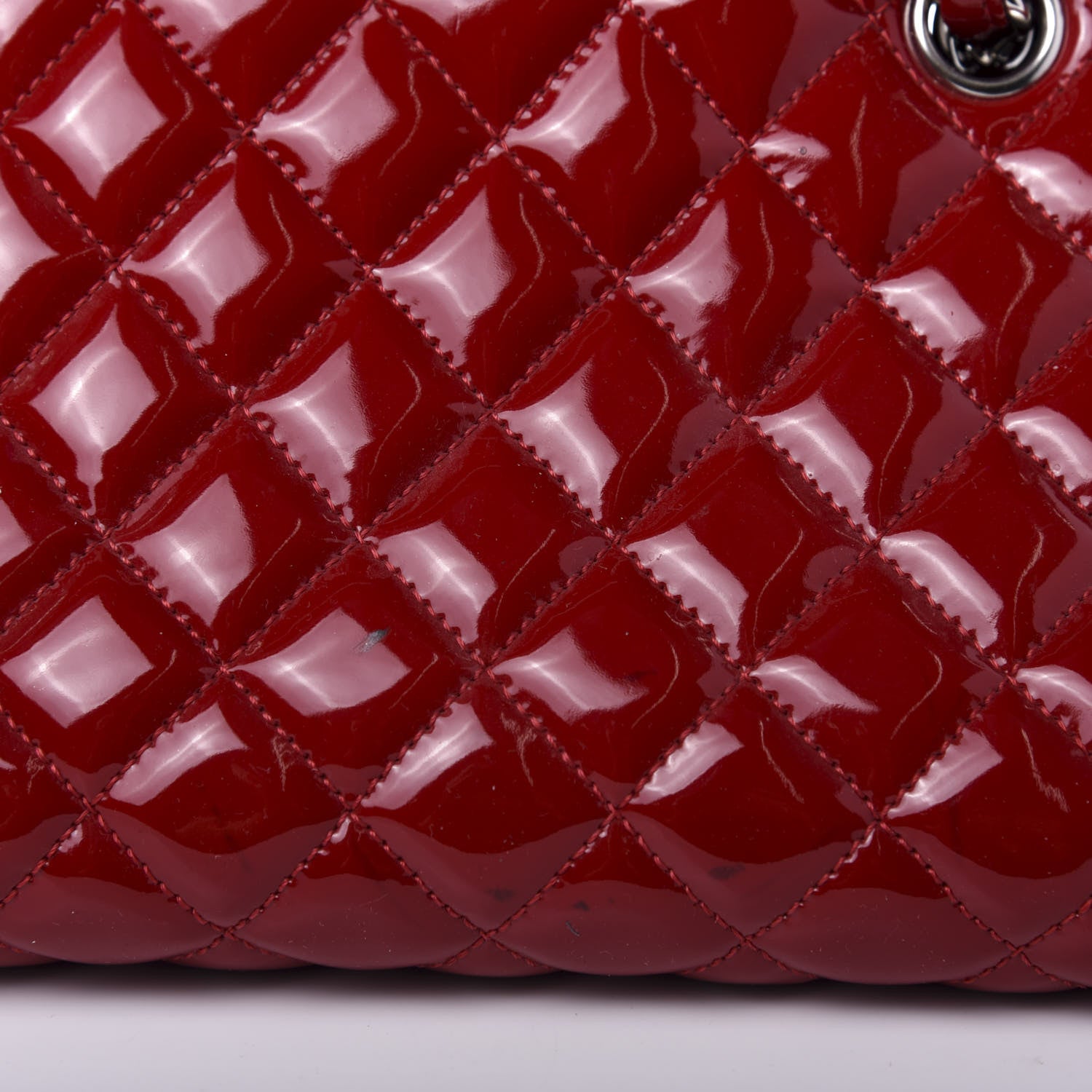 Chanel Patent Quilted Medium Just Mademoiselle Bowling Bag Red 14 of 16