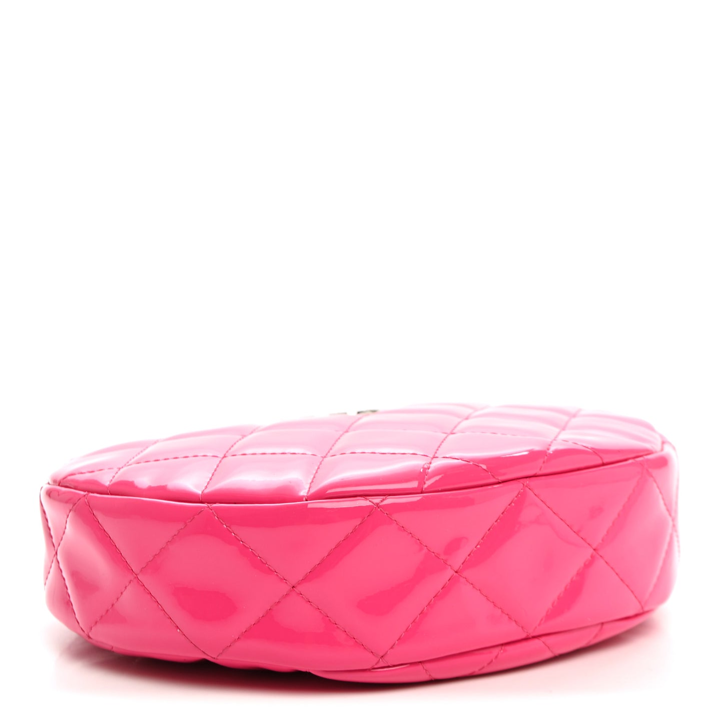 Patent Calfskin Quilted Enamel CC Charms Hobo Pink
