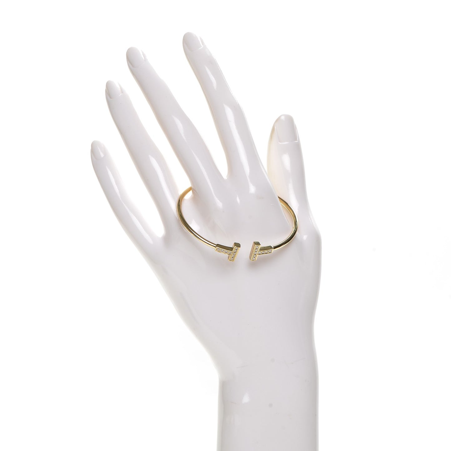 18K Yellow Gold Diamond T Wire Bracelet