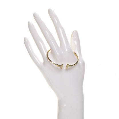 Tiffany 18K Yellow Gold Diamond T Wire Bracelet 2 of 4