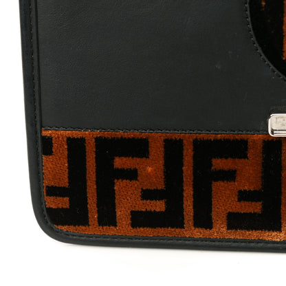 Fendi Vitello Century Velvet F is Fendi FF Kan I Shoulder Bag Black Tobacco 14 of 16