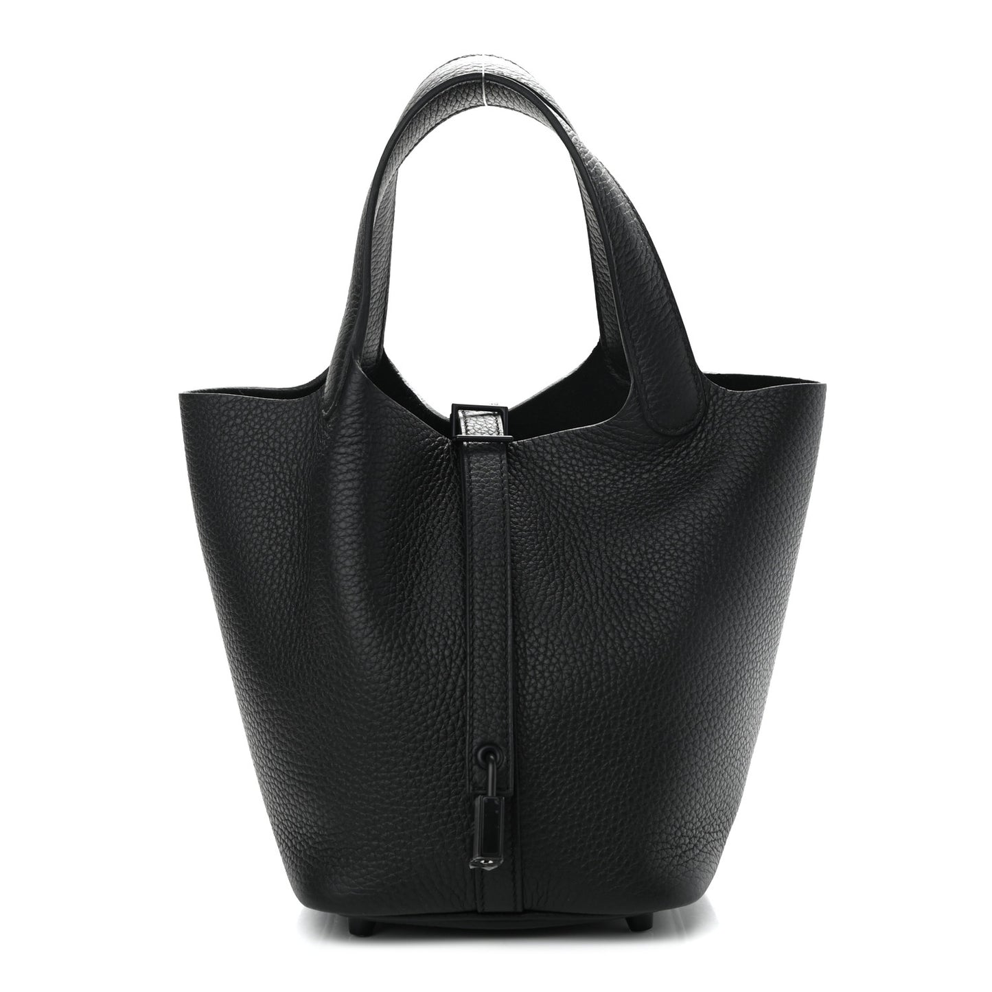 Taurillon Clemence Monochrome Picotin Lock 18 PM Black