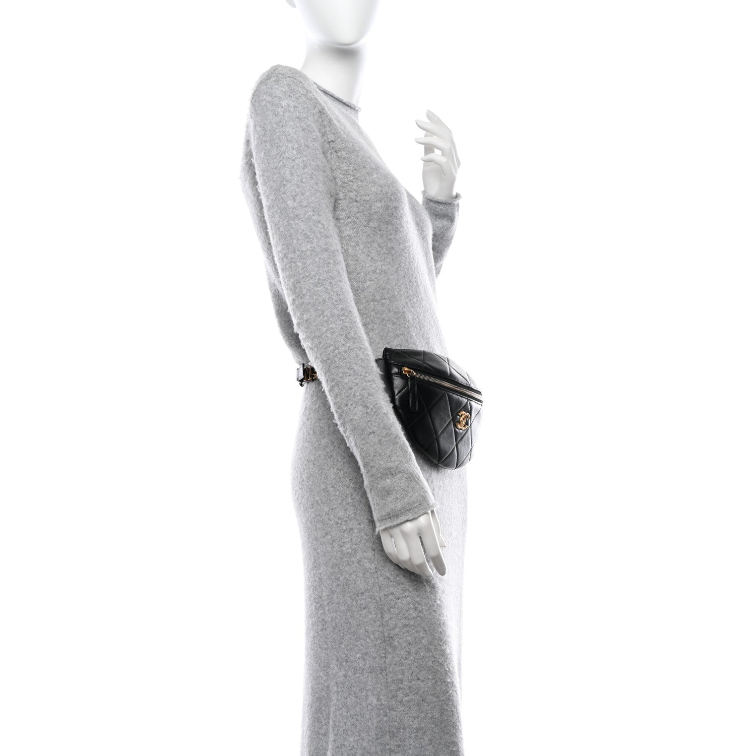 Chanel Lambskin Enamel Quilted Waist Bag Black 2 of 10