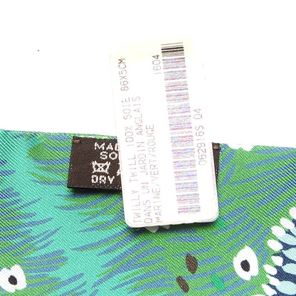 Hermes Silk Dans un Jardin Anglais Twilly Marine Vert Rouge 4 of 5