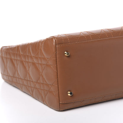 Christian Dior Lambskin Cannage Medium Lady Dior Tan 8 of 11