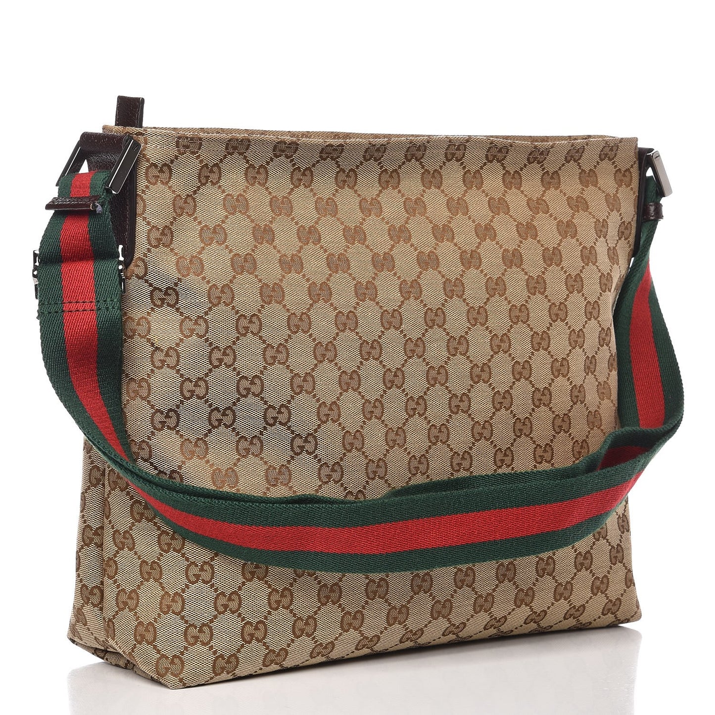 Monogram Web Medium Flat Messenger Bag Brown
