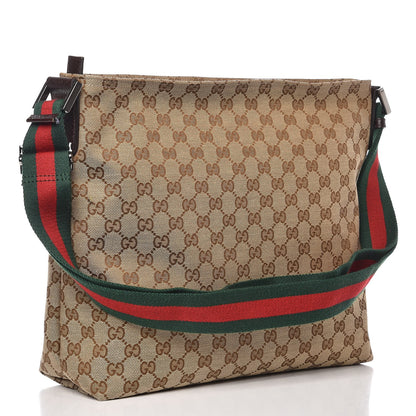 Gucci Monogram Web Medium Flat Messenger Bag Brown 3 of 9