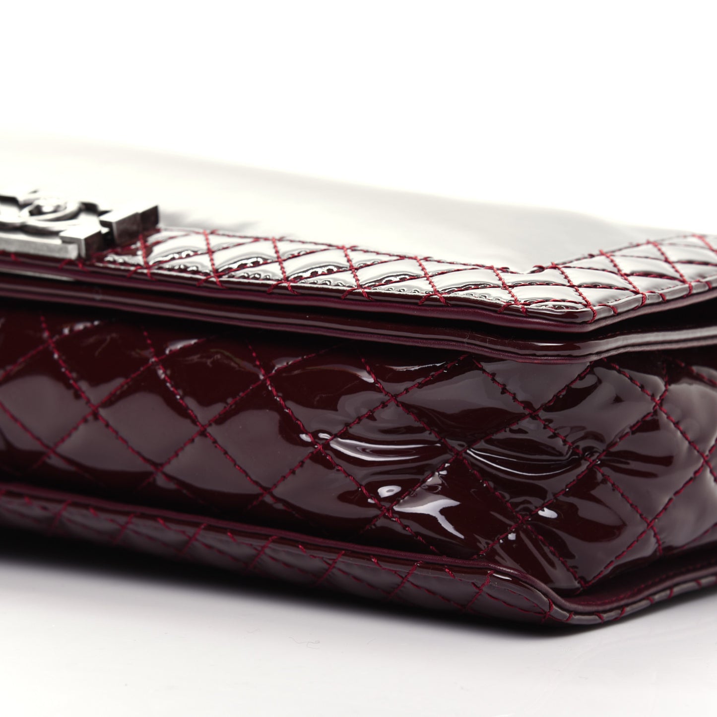 Patent Large Boy Reverso Flap Burgundy