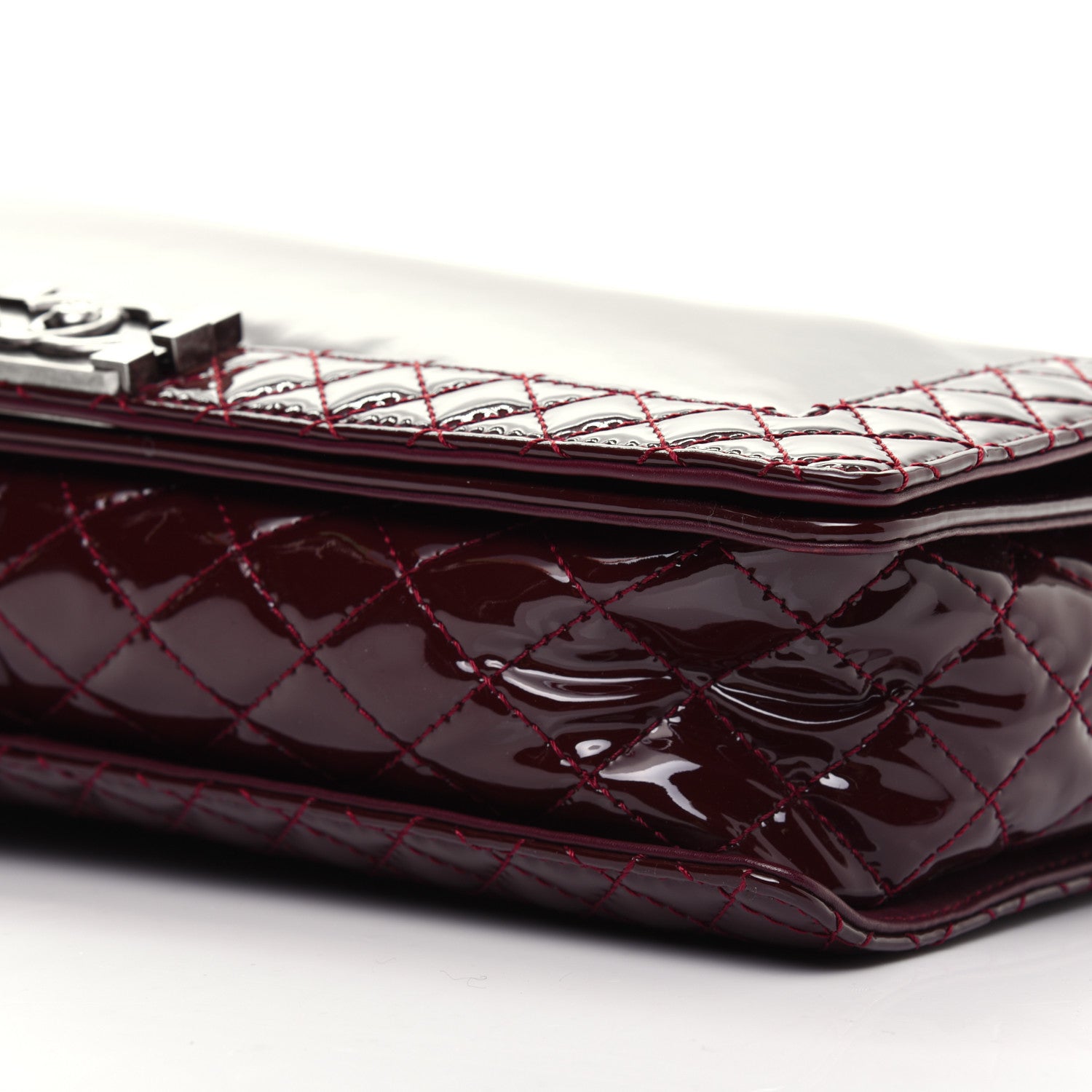 Chanel Patent Large Boy Reverso Flap Burgundy 8 of 13