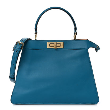 Fendi Vitello Seta Shiny Nappa Medium Peekaboo I SEE U Satchel Blue Velvet Light Rose 3 of 9