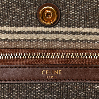 Celine Canvas Calfskin Jacquard Vertical Cabas Grey Brown 6 of 10