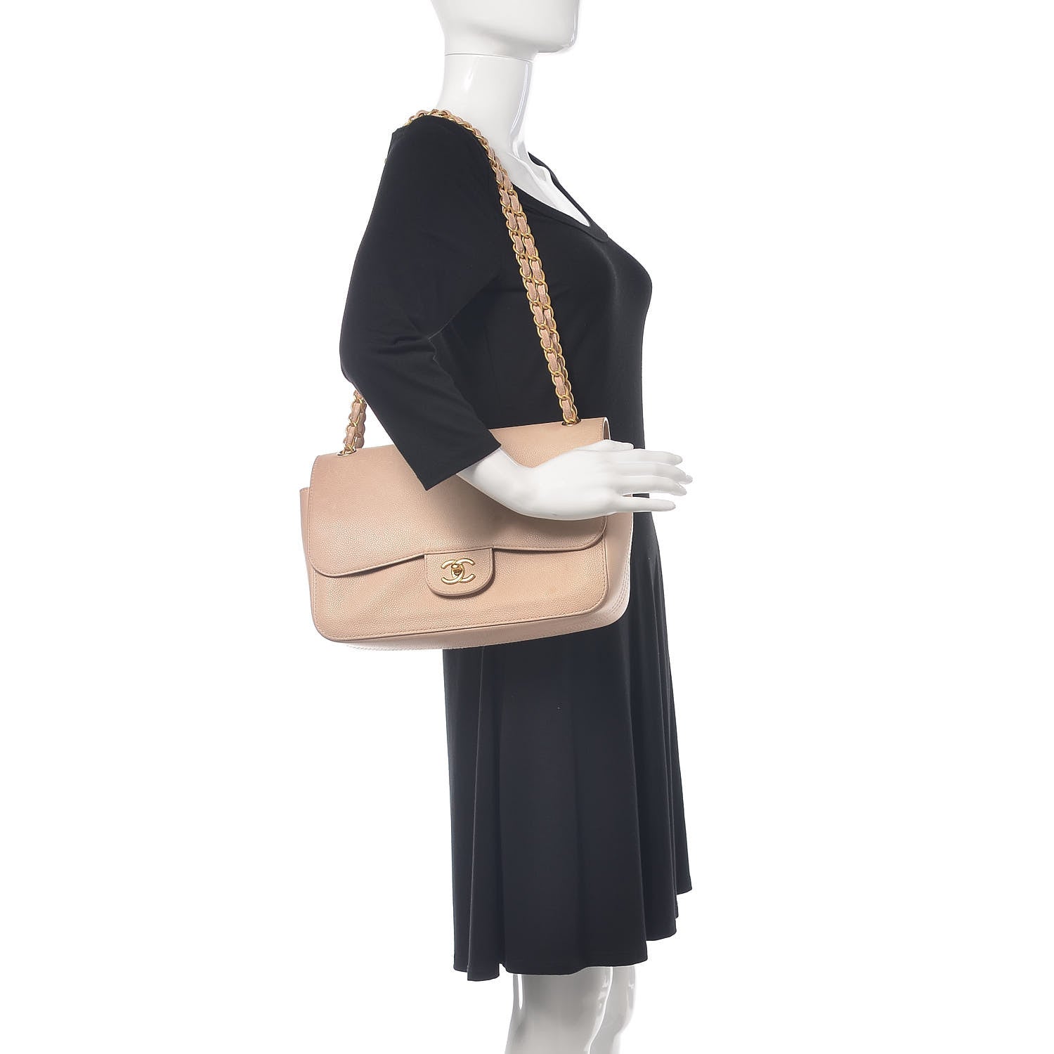 Chanel Grained Calfskin Jumbo Classic Pure Double Flap Nude 2 of 23