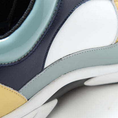 Chanel Calfskin Patent CC Sneakers 41 White Blue Yellow 12 of 14