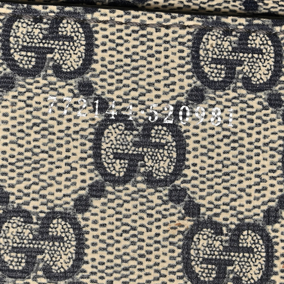 Gucci Canvas Calfskin Logo Print Medium Tote Bag Navy 8 of 12