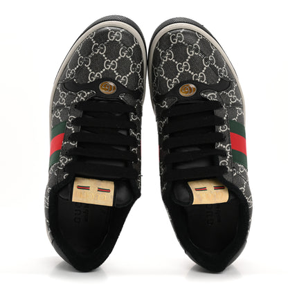 Gucci GG Supreme Monogram Miro Soft Calfskin Web Mens Screener Sneakers 8.5 Black Grey Sky 2 of 12