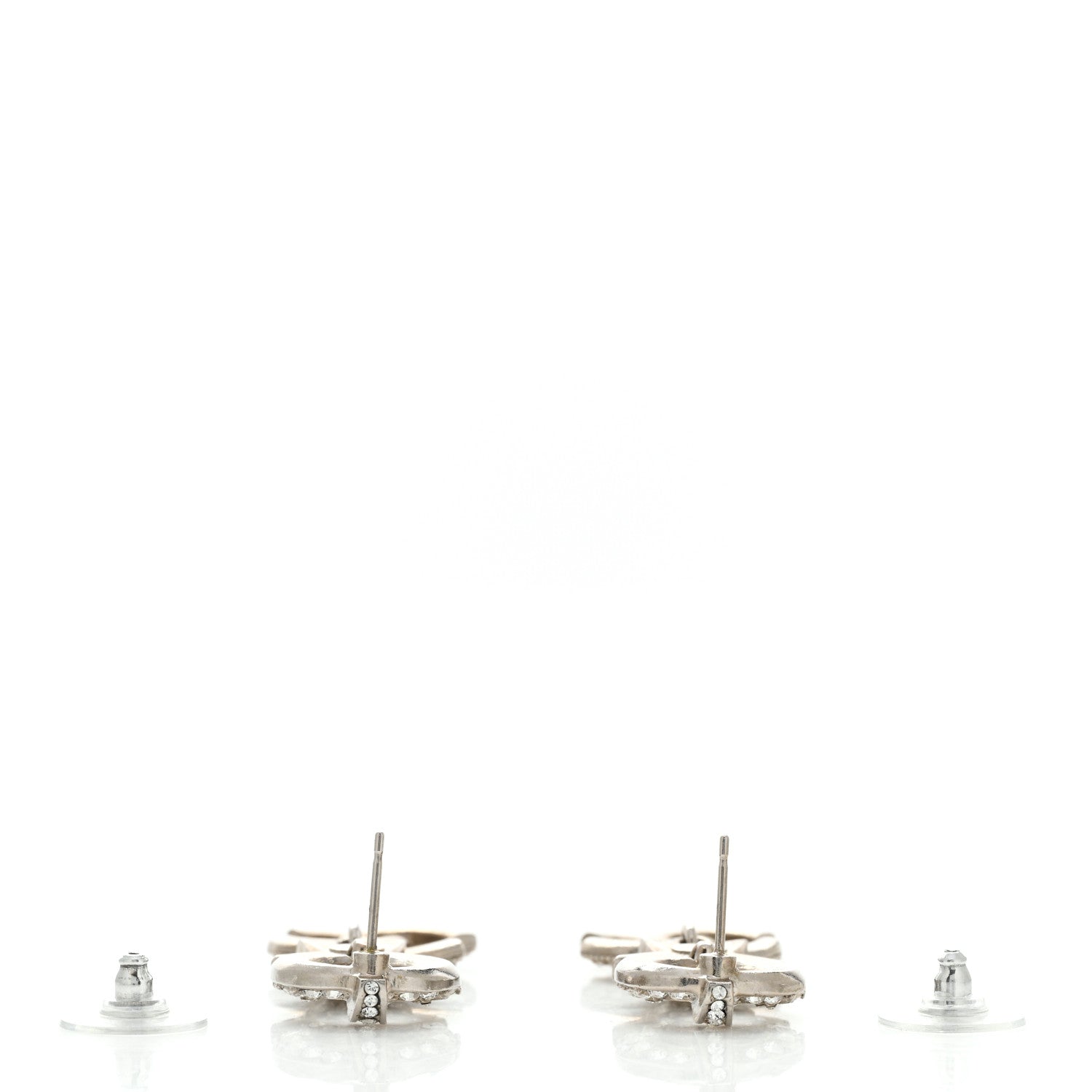 Chanel Strass Crystal CC Star Drop Earrings Silver 3 of 4
