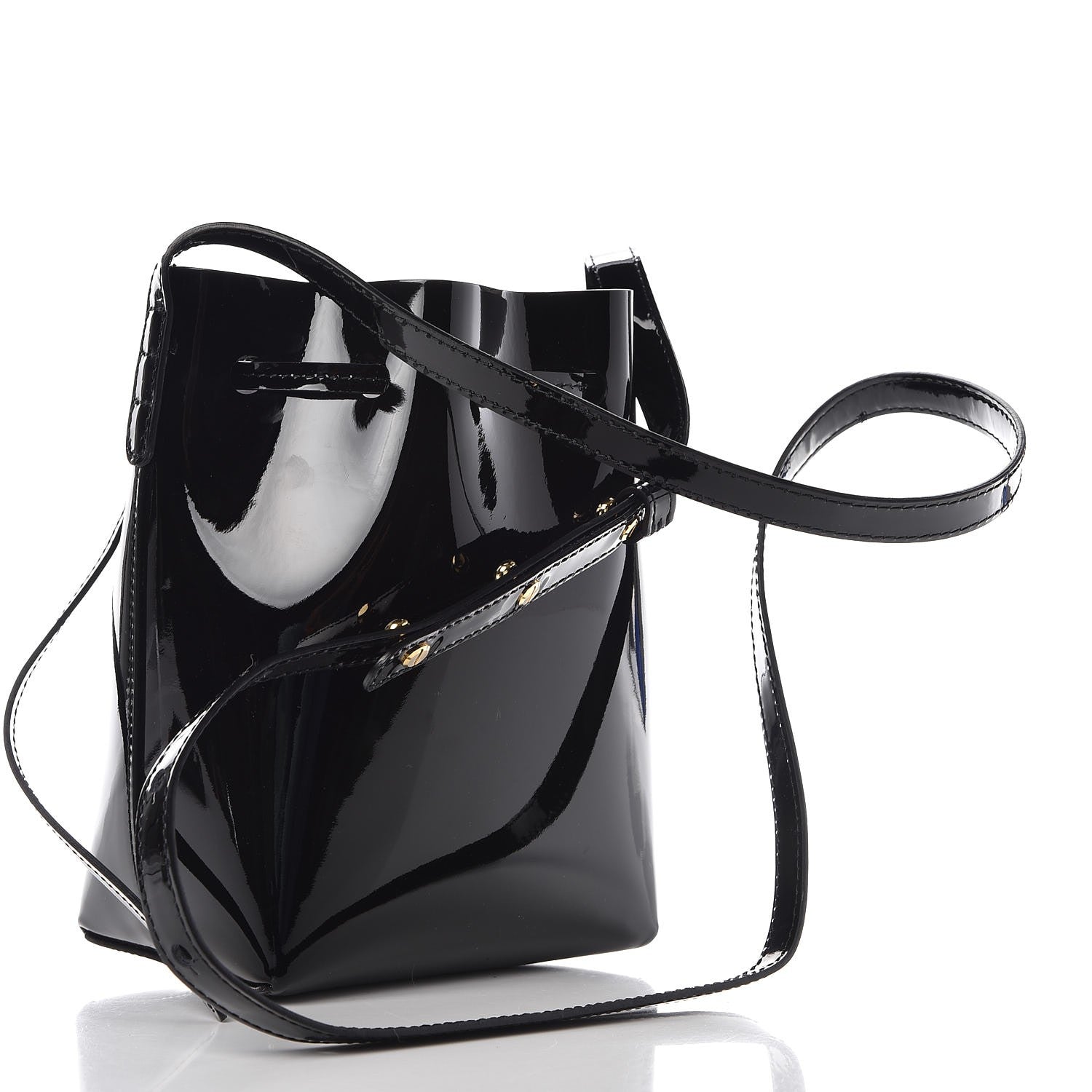 Mansur Gavriel Patent Calfskin Mini Mini Bucket Bag Black 3 of 7