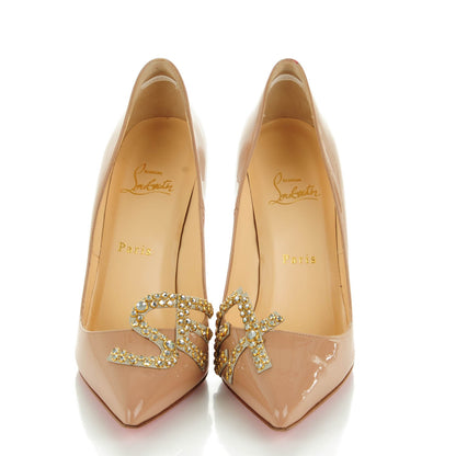 Christian Louboutin Patent Strass Sex 100 Pumps 38.5 Nude Gold 2 of 8