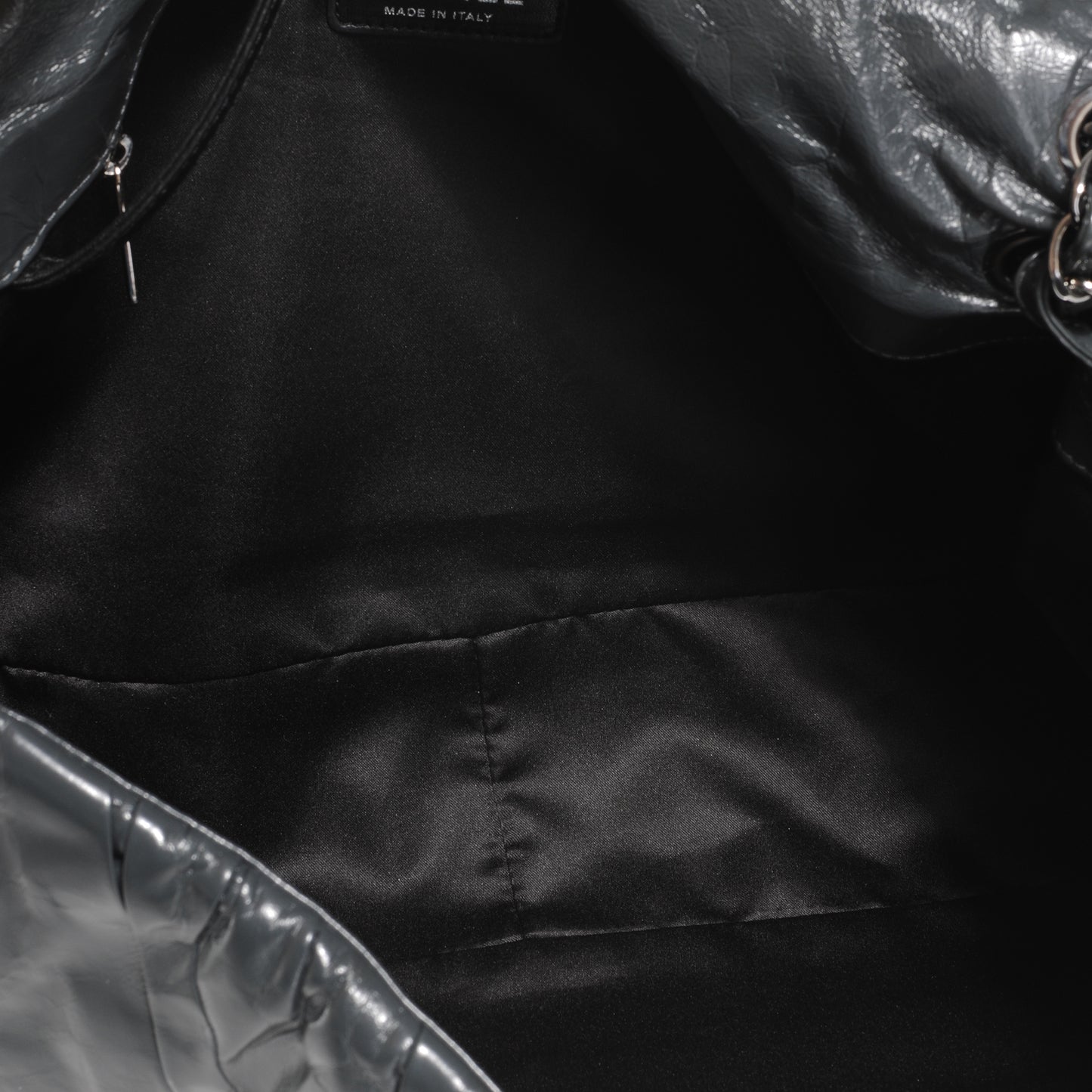 Glazed Calfskin Twisted Maxi Flap Grey