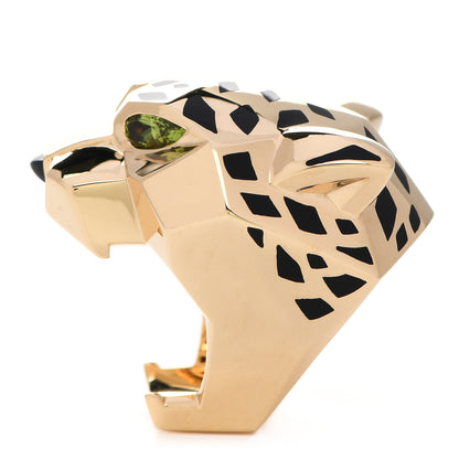 Cartier 18K Yellow Gold Peridot Onyx Panthere De Cartier Ring 57 8 3 of 10