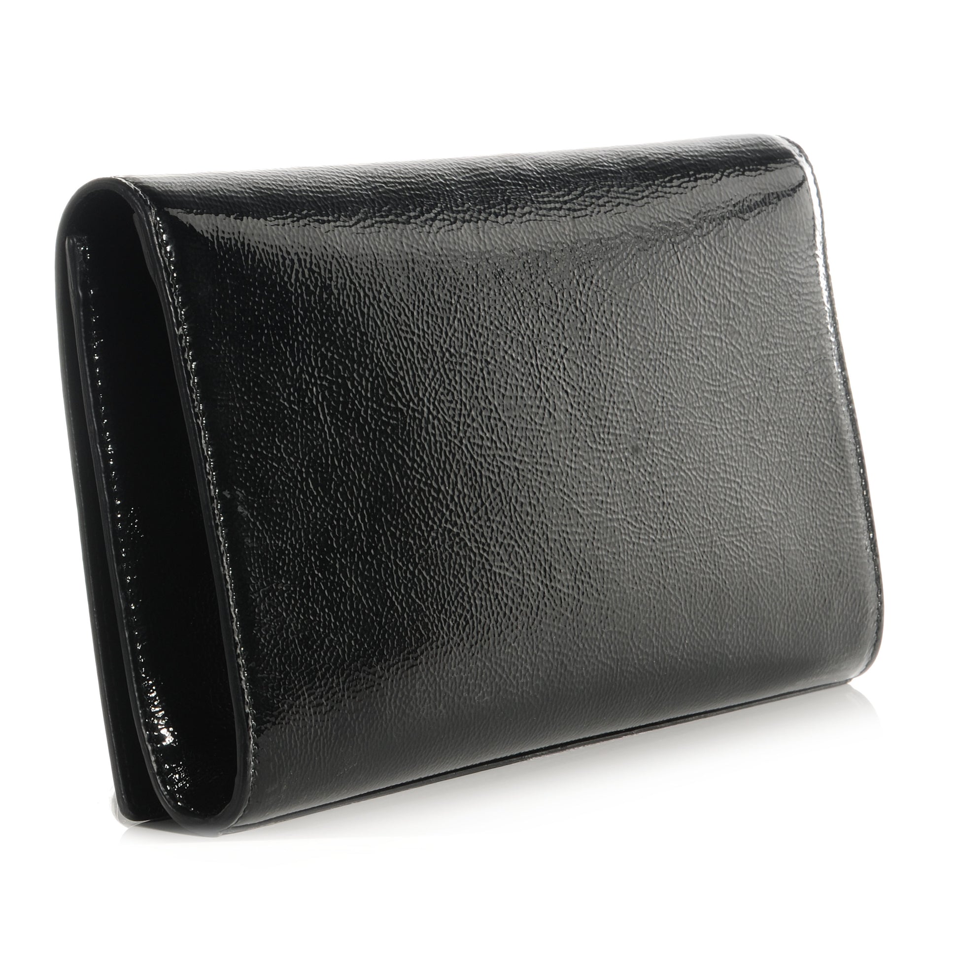 Saint Laurent Textured Patent Monogram Large Belle De Jour Clutch Black 3 of 7