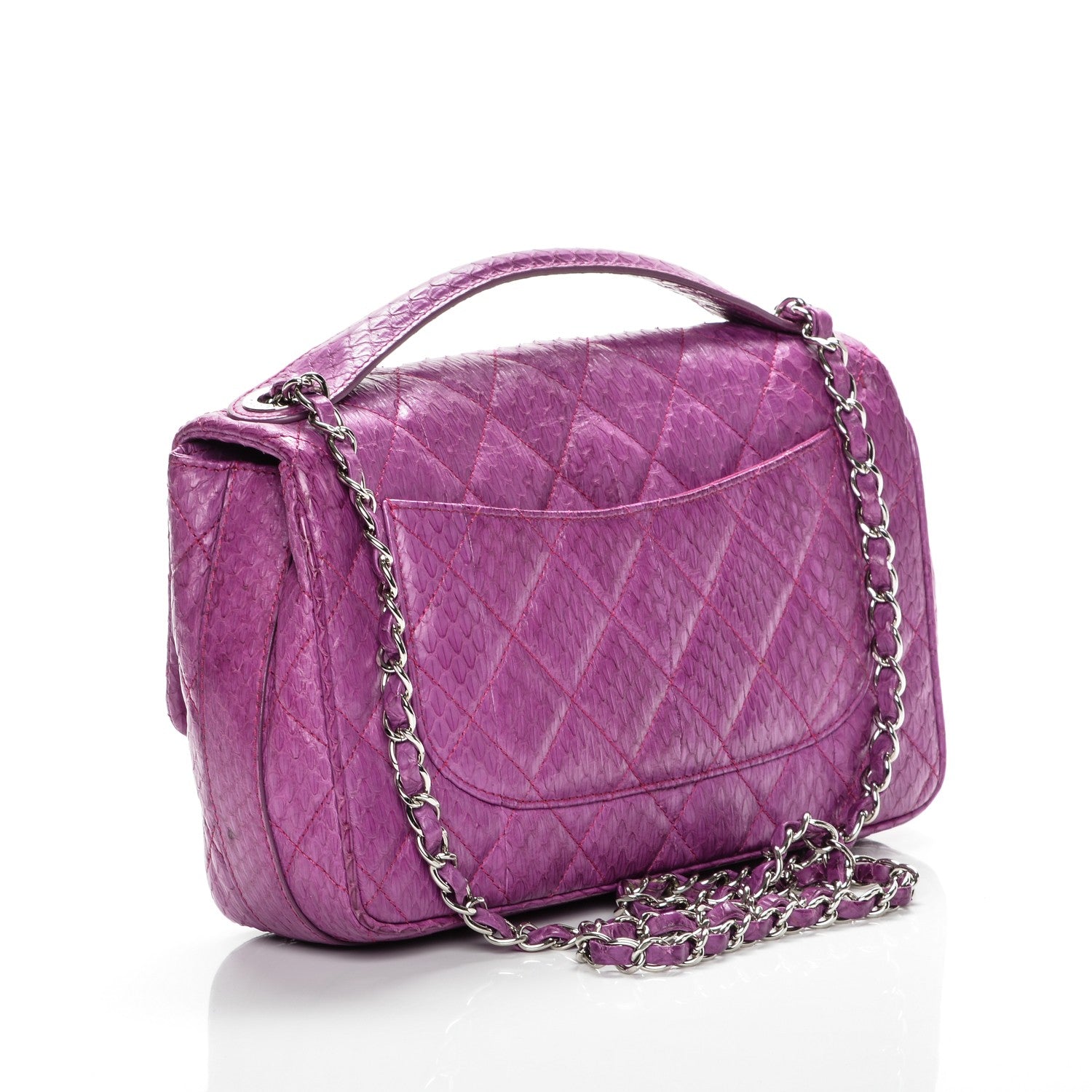 Chanel Elaphe Snakeskin Quilted Medium Easy Carry Flap Purple 3 of 9