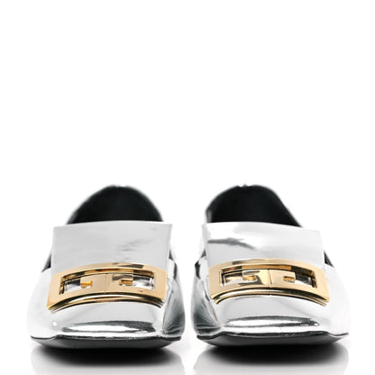 Givenchy Patent Calfskin Metallic Double G Mystic Loafers 36 Silver 2 of 9