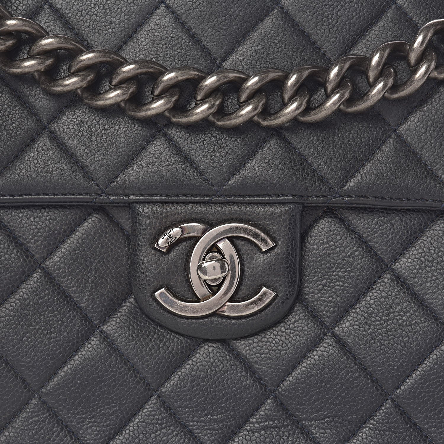 Chanel Caviar Quilted Large Retro Class Flap Dark Navy Blue 16 of 16
