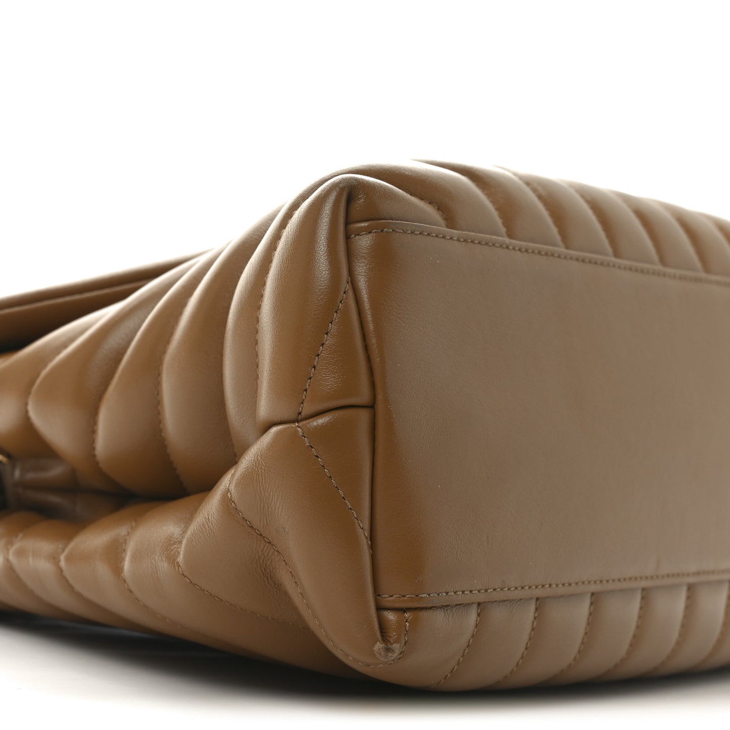 Calfskin Y Quilted Monogram Medium Loulou Chain Satchel Dark Natural