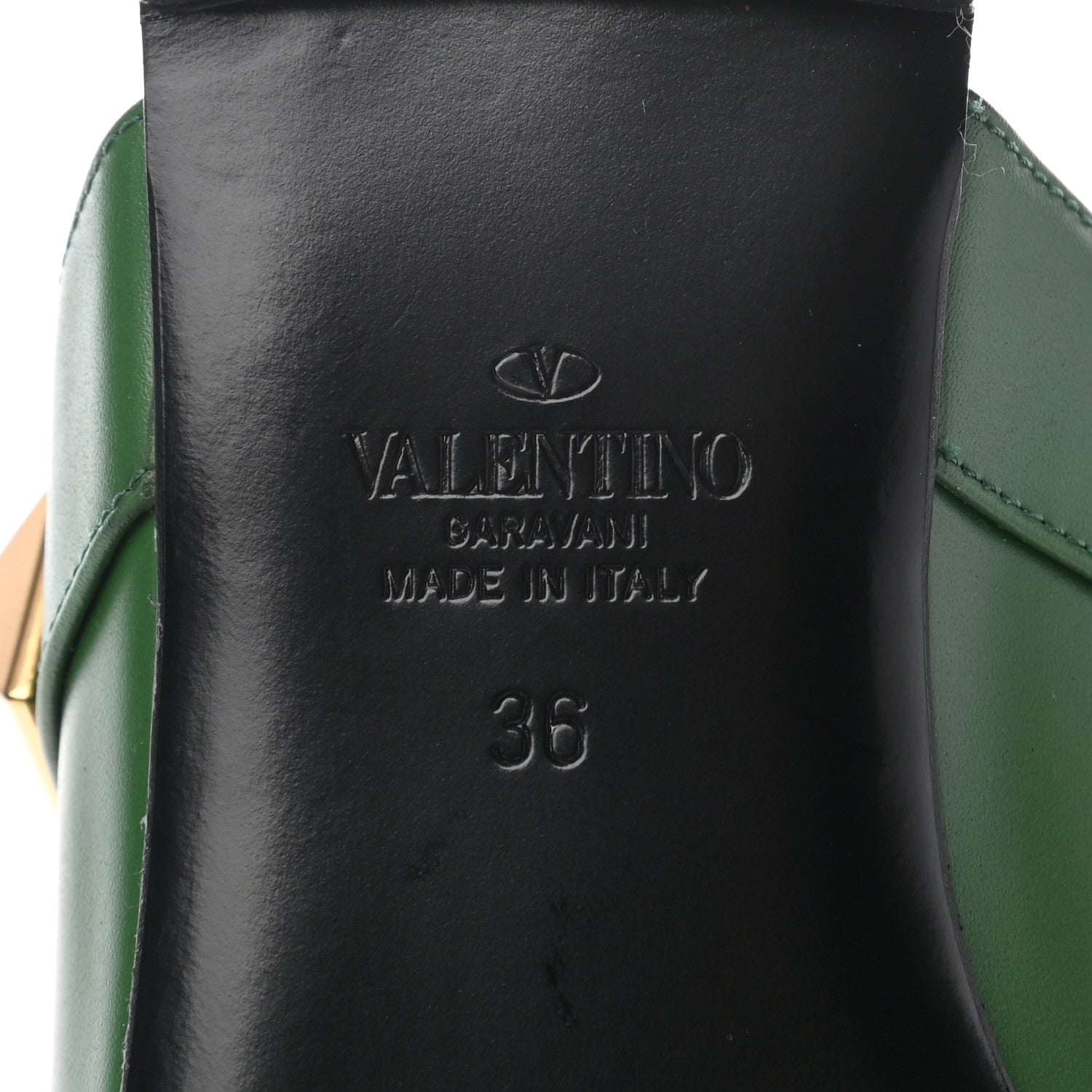 Valentino Garavani Calfskin Roman Stud Ankle Strap Flat Mules 36 Fern 6 of 8