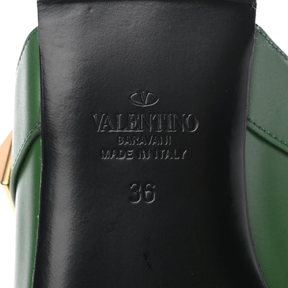 Valentino Garavani Calfskin Roman Stud Ankle Strap Flat Mules 36 Fern 6 of 8