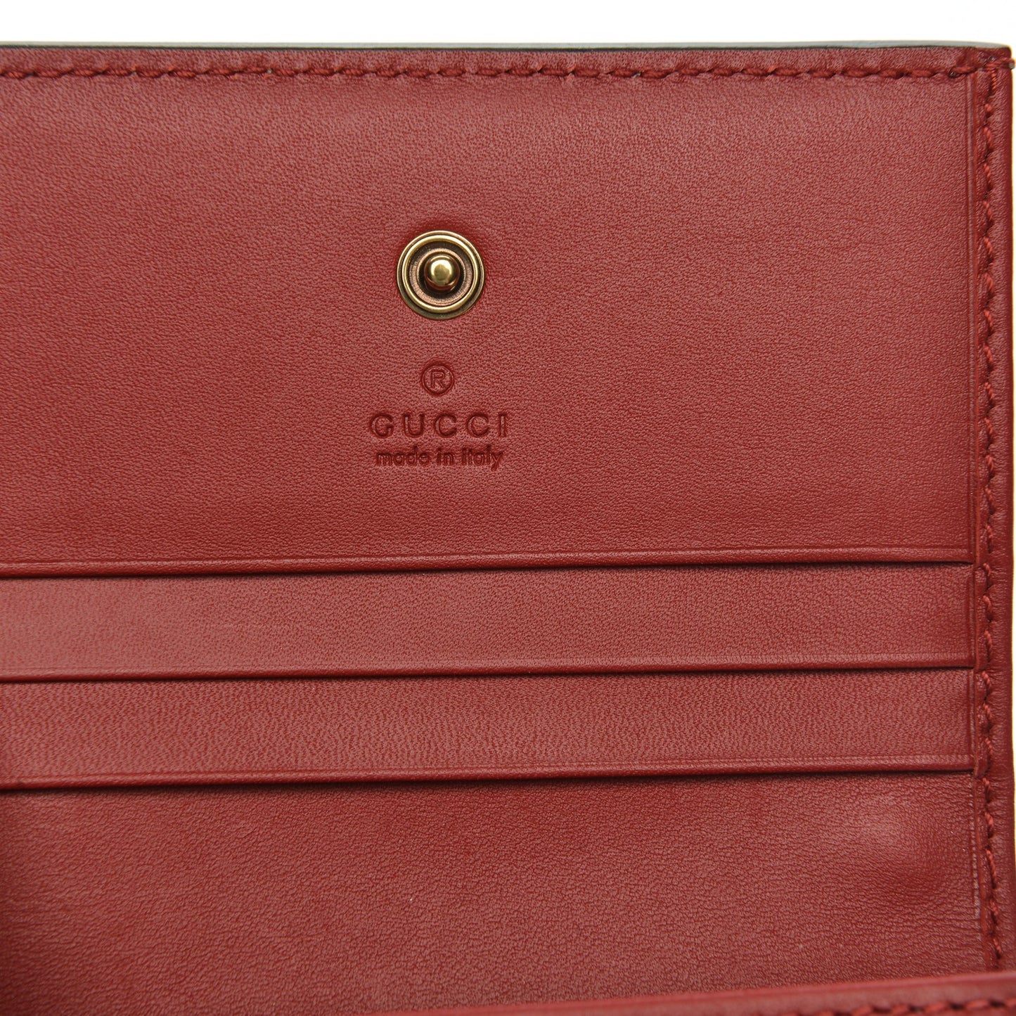 GG Supreme Monogram Cherry Embellished Card Case Wallet Hibiscus Red