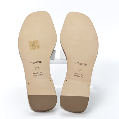 Hermes Box Calfskin Oran Sandals 37.5 White 5 of 10