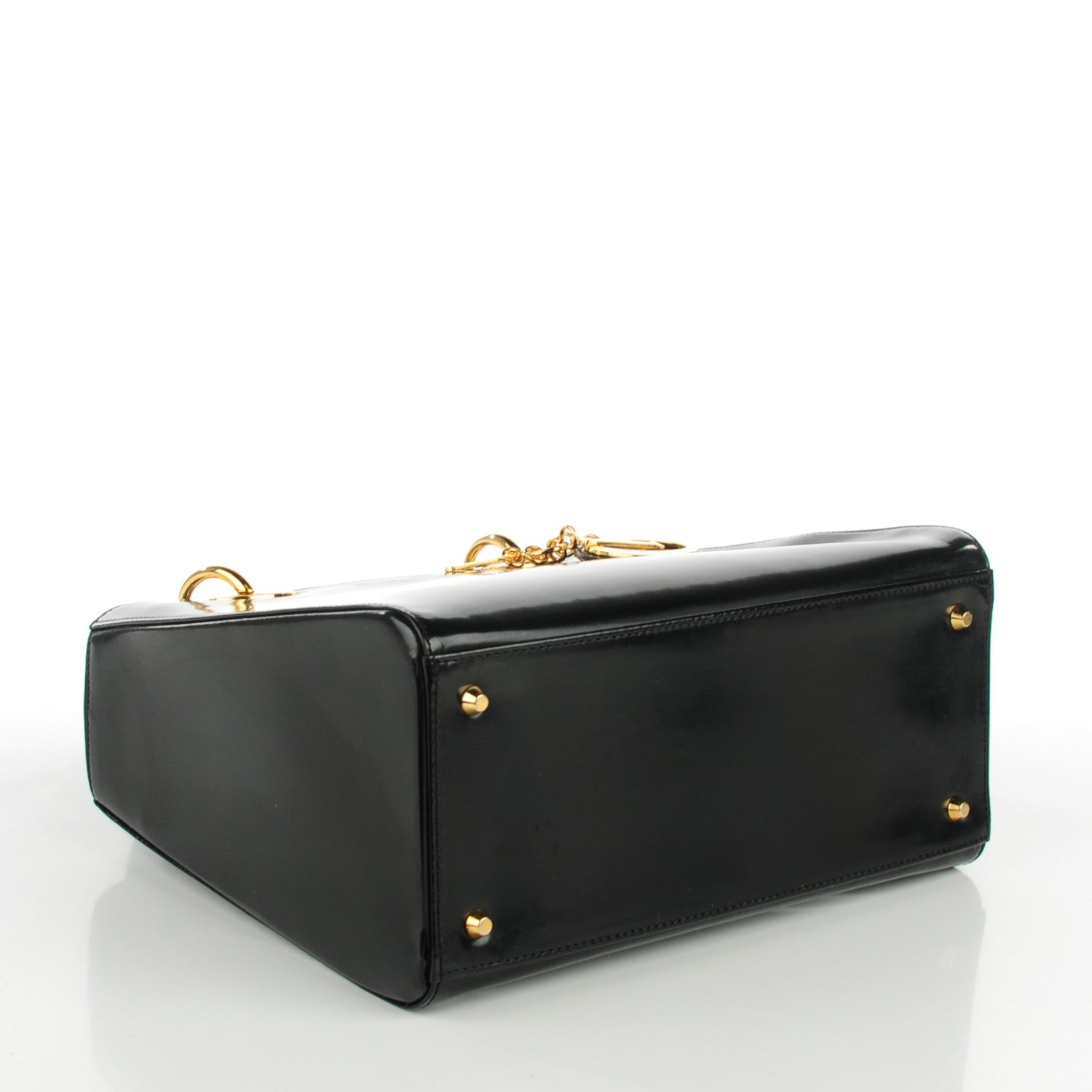 Christian Dior Vintage Patent Medium Lady Dior Black 4 of 7