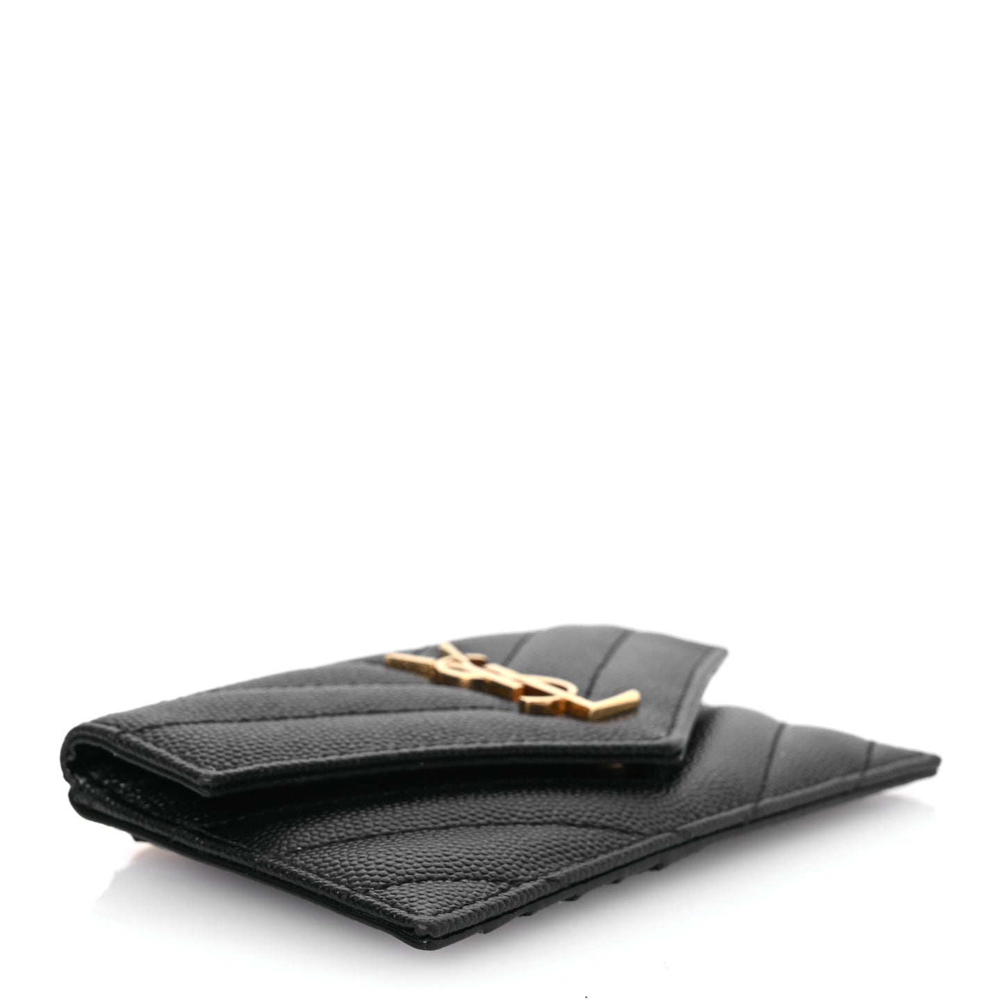 Grain De Poudre Matelasse Chevron Monogram Compact Wallet Black