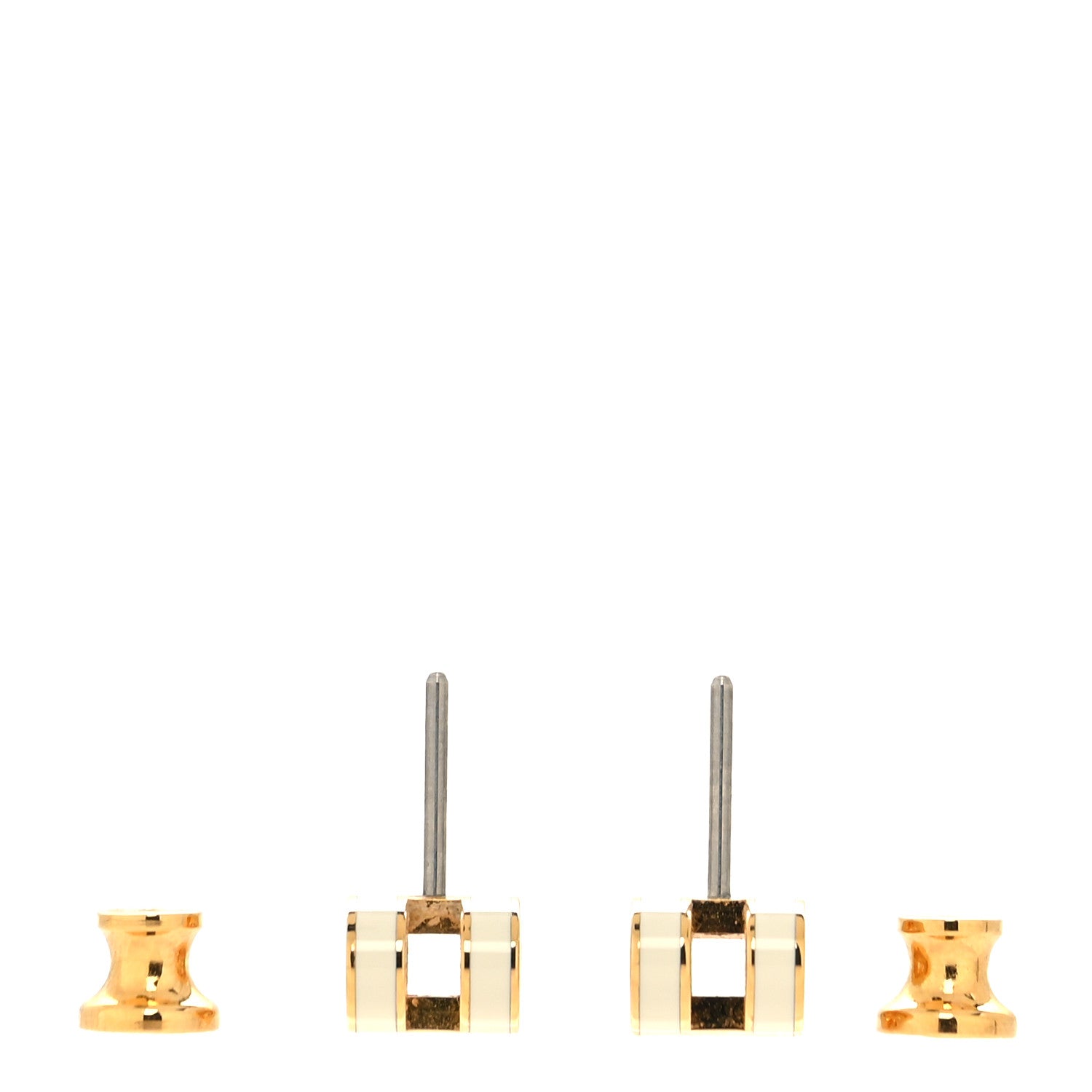 Hermes Gold Lacquered Mini Pop H Earrings White 3 of 5