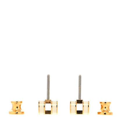 Hermes Gold Lacquered Mini Pop H Earrings White 3 of 5
