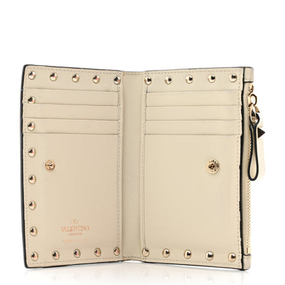 Valentino Garavani Calfskin Rockstud Card Holder with Zipper Ivory 6 of 10