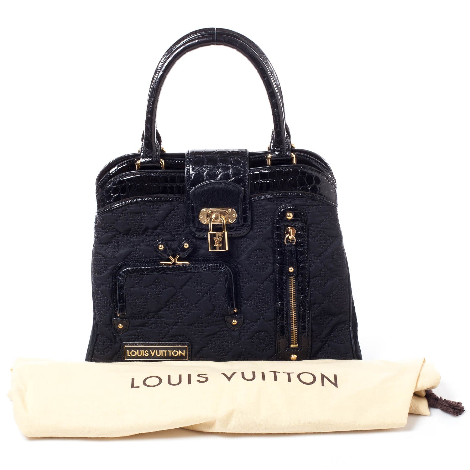 Louis Vuitton Monogram Silk Pony Hair Alligator Trim Linda Black 11 of 11