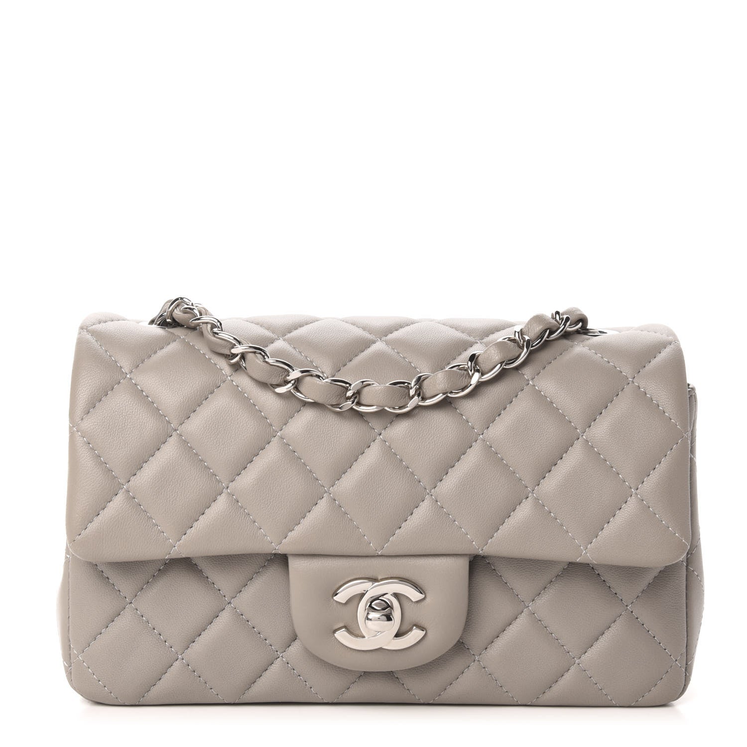 Chanel Lambskin Quilted Mini Rectangular Flap Grey 1 of 11
