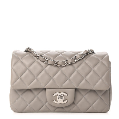 Chanel Lambskin Quilted Mini Rectangular Flap Grey 1 of 11