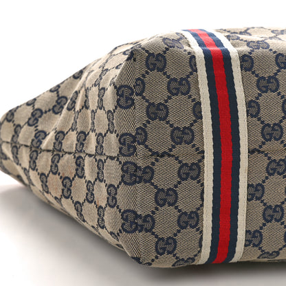 Gucci Monogram Medium Jolicoeur Tote Navy Red 9 of 14